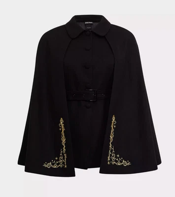 RARE! Harry Potter Torrid Always Embroidered Black Woolen Cape Coat  1 X 14-16 - Image 1 of 4