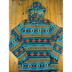 Dravus Pullover Fleece Hoodie Aztec Southwestern Tribal Mens Large Geometric - Picture 1 of 11