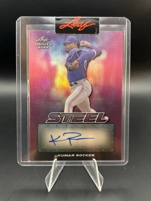 Kumar Rocker | 2022 Leaf Trinity Steel Auto #TS-KR1 | Pink 6/6 - BOOKEND - Image 1 of 2