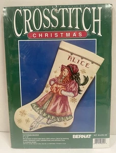 Vintage Bernat Victorian Skater Counted Cross Stitch Kit Stocking SEALED 1992 - Bild 1 von 3