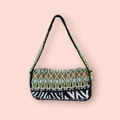 CHACÉ Y2K Vintager Retro Multicolor Beaded Small Club Kid Shoulder Purse Bag - Image 1 of 4