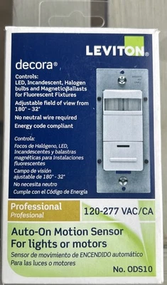 Sensor de ocupación Leviton Decora monopolo 1200V R52-ODS10-IHW-TOTALMENTE NUEVO Foto 1 de 4