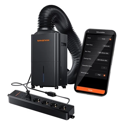 Spider Farmer 32 Pint Dehumidifier with RJ12 Cable + GGS AC5 Power Strip Kits