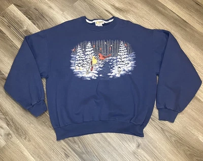 VTG Cardinals Birds Morning Sun Sweatshirt 90s Women's L Crewneck Grandmacore - Image 1 of 4