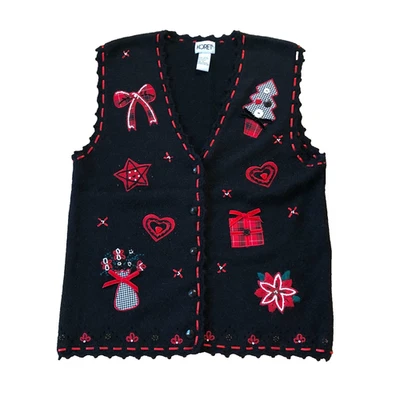 VTG Koret 90s Ugly Christmas Sweater Vest Small Embroidered Snowmen Grannycore - Image 1 of 4