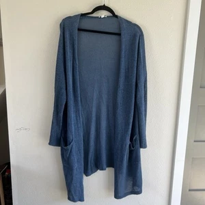 J.Jill Women Linen Blend Open Long Line Knit Cardigan Sz L Minimalist Lagenlook - Picture 1 of 8