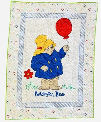 Edredón edredón de cuna de oso Paddington vintage manta bebé globo años 90 - RARO Foto 1 de 4