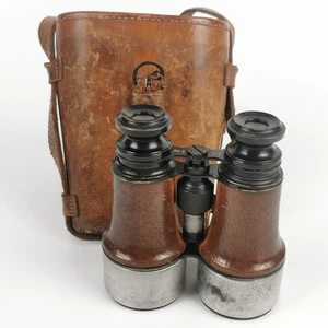 Ross of London Antique Pre WW1 Binoculars w/ Case 5x Zoom Broad Arrow Leather - Picture 1 of 20