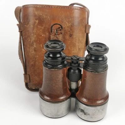 Ross of London Antique Pre WW1 Binoculars w/ Case 5x Zoom Broad Arrow Leather - Image 1 of 4