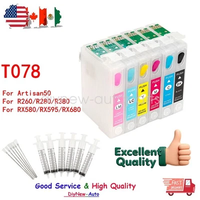 Empty refillable Ink Cartridge T078 for Epson Artisan50 Stylus R280 RX580 RX680 - Image 1 of 4