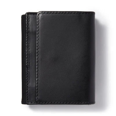 Бумажник складной тройной Muji сделано в Италии овощной дубленая кожа черный - Изображение 1 из 3