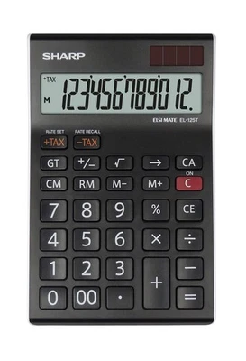 Sharp EL-125TWH Office Desktop Calculator - Black/White - Image 1 of 3