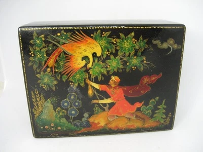 Alte Russland Palech Lackminiatur Lackarbeit Lackdose mit Signatur - Bild 1 von 4