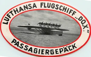 LUFTHANSA Dornier DO.X Flying Boat - Scarce Early Airline Luggage Label, 1929 - Picture 1 of 2