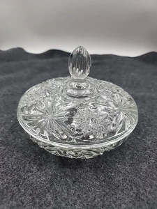 Anchor Hocking Vintage 7 Inch XL Star of David Clear Glass Candy Dish With Lid - Picture 1 of 5