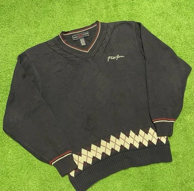 Suéter vintage Y2K Phat Farm cuello en V suéter a rayas a cuadros talla: XL Foto 1 de 4