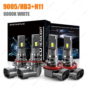 4X 9005+H11 LED Headlight Combo High Low Beam Bulbs Kit Super White Bright Lamp - Picture 1 of 11