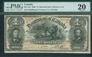 CANADÁ, $1 Outward One's Series N #DC-13c PMG Grado 20 - Imagen 1 de 1
