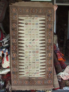 Antiker Türkischer Teppich Carpet Wolle Kelim Selten Handgefertigt 176x91-cm / 69,2x35,8 Zoll - Bild 1 von 12