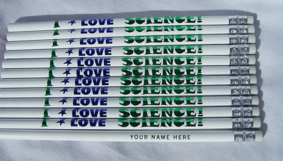 12 "I LOVE SCIENCE" Personalized Pencils