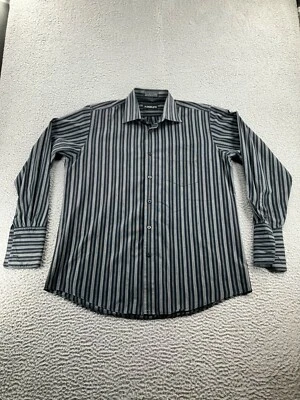 Camisa Adolfo Para Hombre Grande 16/16.5 34/35 Negra Aguja Única Sastrería Rayas Foto 1 de 4