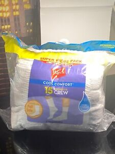 STOCK UP & SAVE! 15 Pack Hanes Women's Cool Comfort Cushioned Crew Socks
