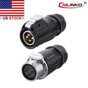 CNLINKO 4 Pin Netzstecker Kabel zu Kabel, Stecker mit Buchsen wasserdicht M20 - Bild 1 von 6