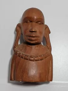 Busto africano masculino de madera Besmo tallado a mano en Kenia tribal 5,25" vintage - Imagen 1 de 9