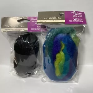 Dimensions FeltWorks Needle Felting Wool Roving Cool Blue Pencil Black - Picture 1 of 12