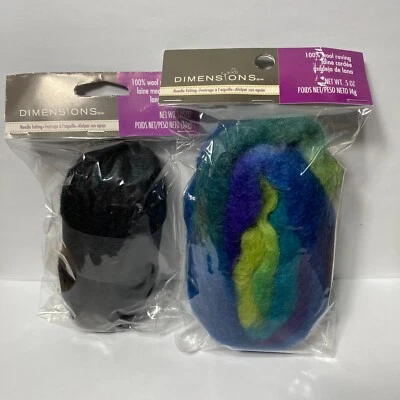 Dimensions FeltWorks Needle Felting Wool Roving Cool Blue Pencil Black - Image 1 of 4