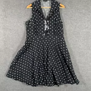 City Chic Dress Womens M Plus Black White A Line Polka Dot Rockabilly Skater 5U - Picture 1 of 16