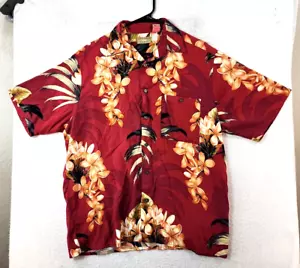 Natural Issue Mens Medium Red Floral Hawaiian Short Sleeve Button Up Shirt - Picture 1 of 15