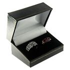Black Faux Leather Engagement Double Ring Box Display Jewelry Gift Box Classic