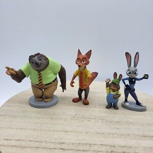 Zootopia 4 Pc Bundle Toys Disney Judy And Stu Hopps, Nick Wilde, Flash Sloth