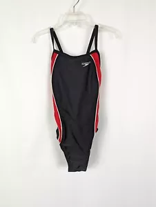 Speedo One Piece Badeanzug Badeanzug schwarz rot Mädchen Damen Gr. 8/24 neu ohne Etikett - Bild 1 von 8