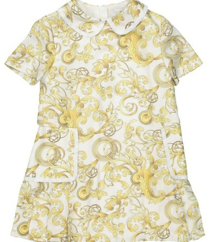 Abito in seta stampa barocca tono bianco e oro Young Versace età 6 anni prezzo consigliato £350