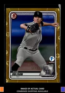 2020 Bowman Draft 1st Edition #BD-36 Ryan Rolison Gold #/50 Colorado Rockies - Picture 1 of 2