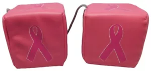 3" Breast Cancer Awareness Pink With Pink Ribbon Hanging Dice - Picture 1 of 2