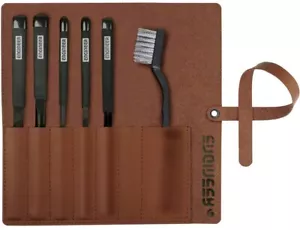 ENGINEER JET BLACK FILE SET SECOND CUT 5 PIECES WITH BRUSH TFS-10 - Picture 1 of 8