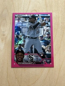 2023 Topps Chrome Oscar Colas PINK REFRACTOR RC ROOKIE #145 White Sox - Picture 1 of 2