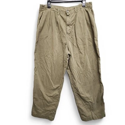 Free People Baggy Pants Womens Size 10 Green Wide Leg High Rise Cotton Twill - Image 1 of 4