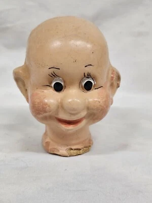 Antigua cabeza de muñeca marioneta de mano compuesta Dopey enana Blancanieves Disney 1940   Foto 1 de 4