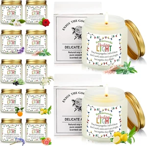 10 Pcs Christmas Scented Candles Gift Set 3.5 Oz Soy Wax Candles Jar Christmas L - Picture 1 of 7