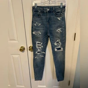 American Eagle Womens 4 Regular Blue Cotton Curvy Hi-Rise Jegging Jeans - Picture 1 of 5