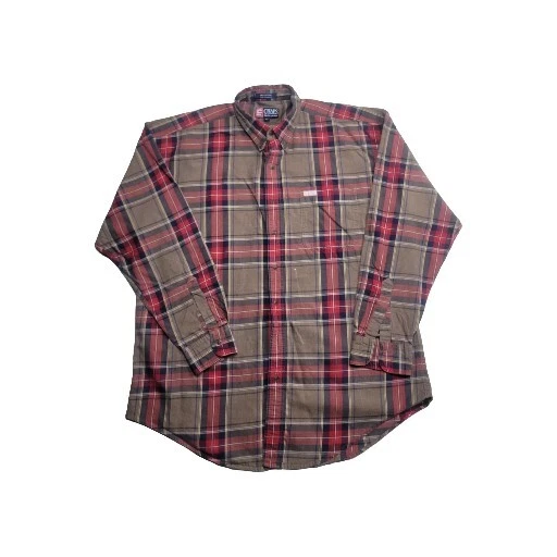 Camisa Chaps Ralph Lauren Para Hombres XLT Marrón A Cuadros Deportista Vestido con Botones  Foto 1 de 4