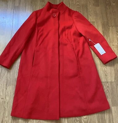 Uta Raasch Peter Hahn Ladies Red Wool Blend Over Coat UK Size 20 New With Tags - Image 1 of 4