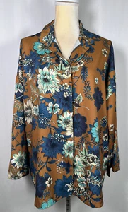 Bryn Walker Women Blouse Shirt Top Large Long Sleeve Button Floral Brown NW $188 - Picture 1 of 11