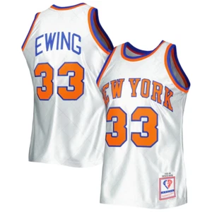 Maglia Mitchell & Ness Knicks Patrick Ewing 75° anniversario 85-86 platino taglia S - Foto 1 di 3