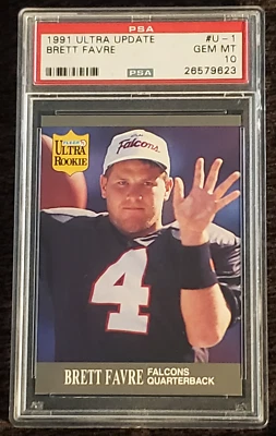 Brett Favre Rookie #U-1 1991 Ultra actualización PSA 10 Atlanta Falcons Foto 1 de 3