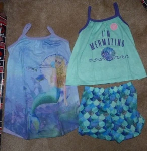 NUOVO The Children's Place Set 3 Pezzi 2T Shirt Pantaloncini Sirena Nuovo con etichette - Foto 1 di 1